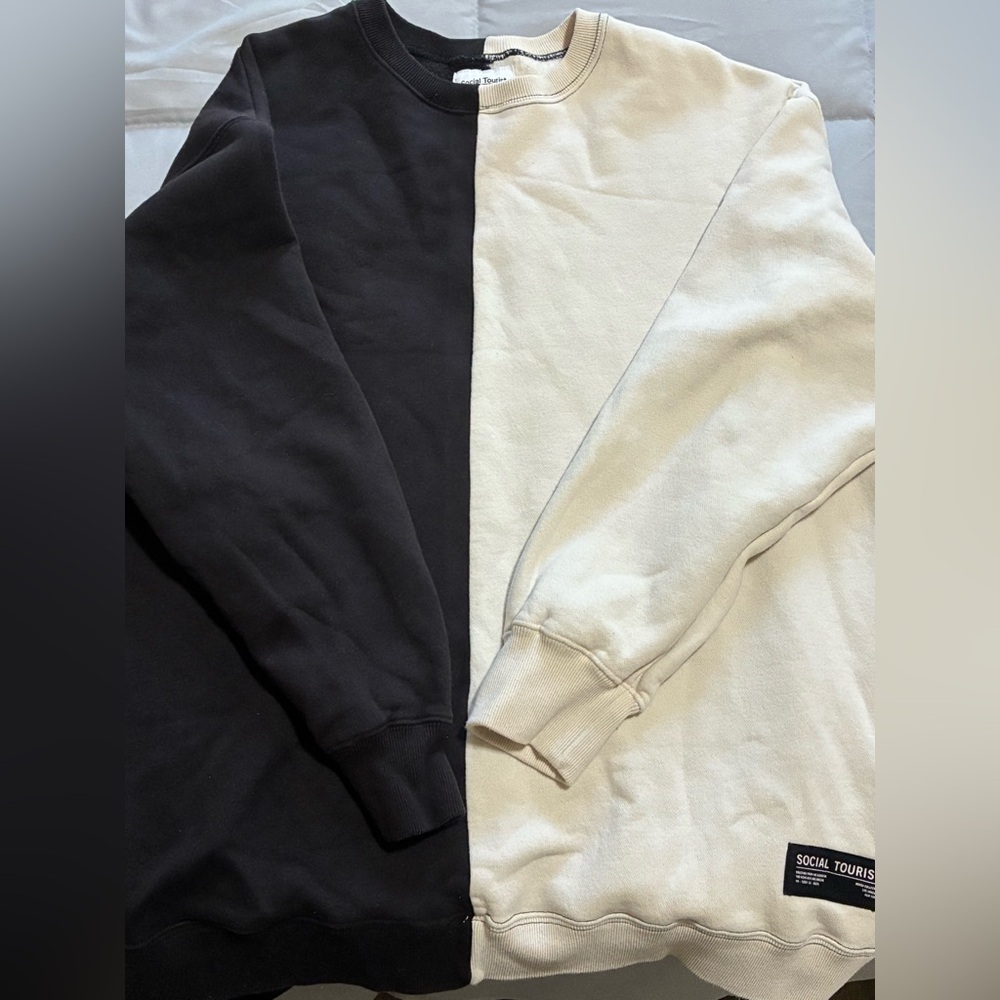 Social Tourists Black and White Crewneck Sweater